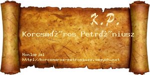 Korcsmáros Petróniusz névjegykártya